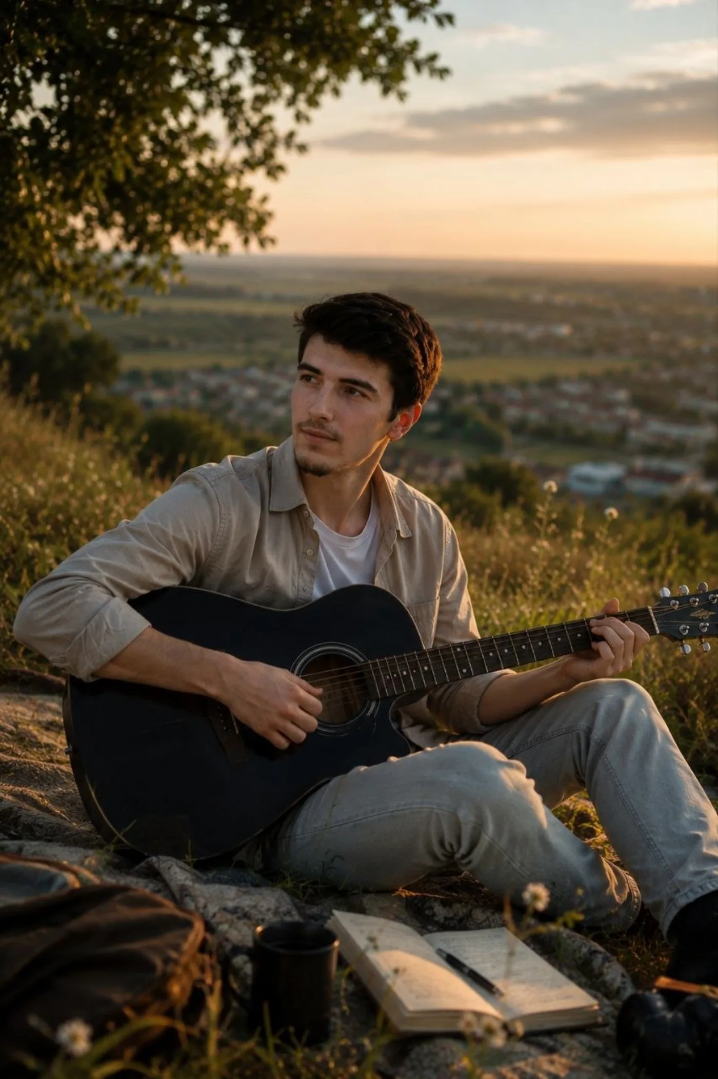 Quyosh botishida gitara bilan